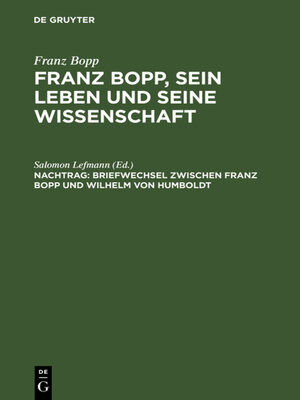 cover image of Briefwechsel zwischen Franz Bopp und Wilhelm von Humboldt